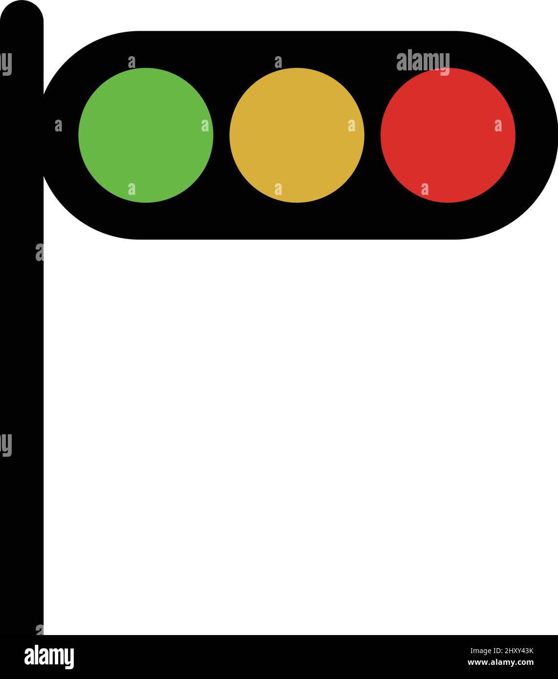 Un semaforo con un palo. Vettori relativi al traffico. Vettore modificabile. Illustrazione Vettoriale