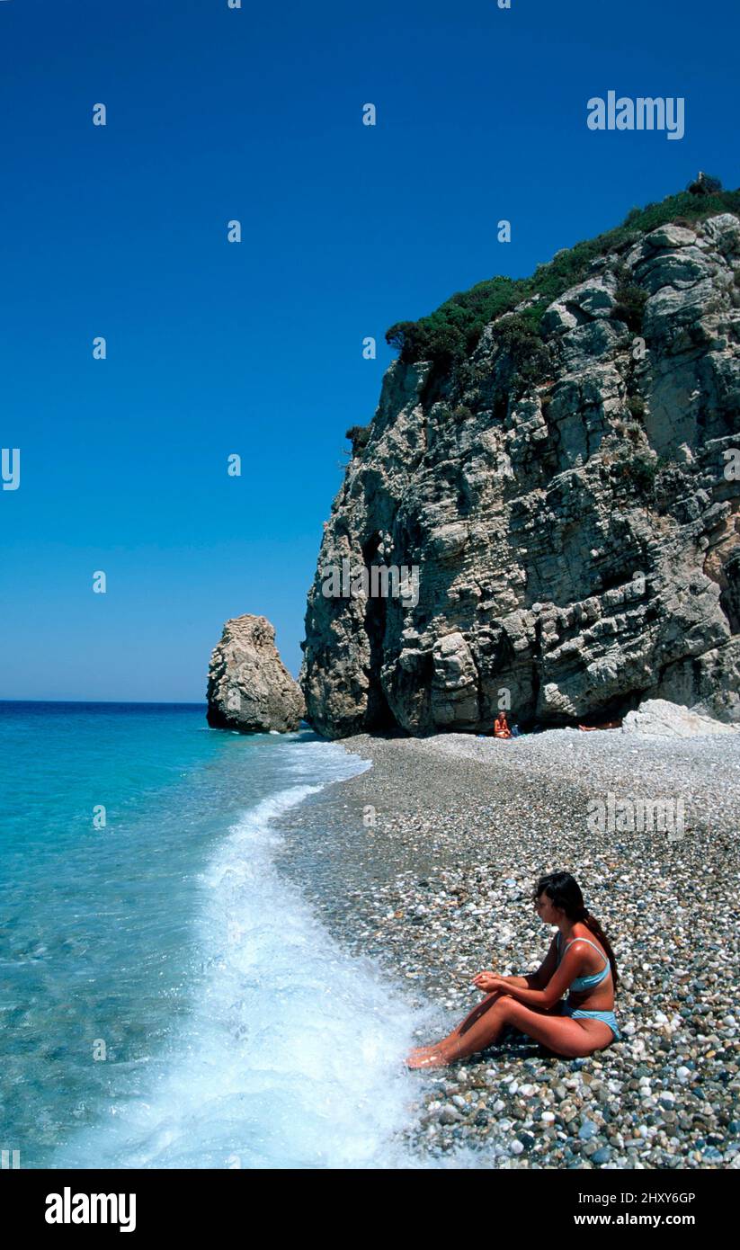 Kokkari/Tsampou Beach, isola di Samos, Grecia, Europa Foto Stock