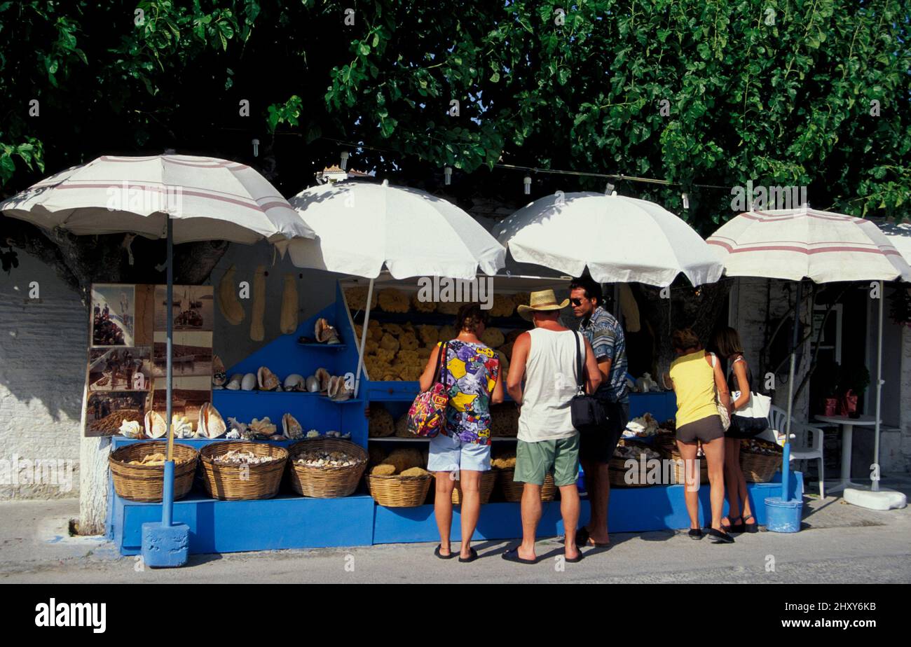 Kokkari, negozio di souvenir, isola di Samos, Grecia, Europa Foto Stock