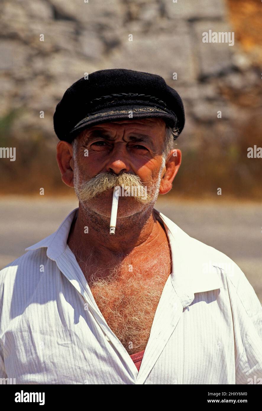 Vecchio uomo della grecia, isola di Samos, Grecia, Europa Foto Stock