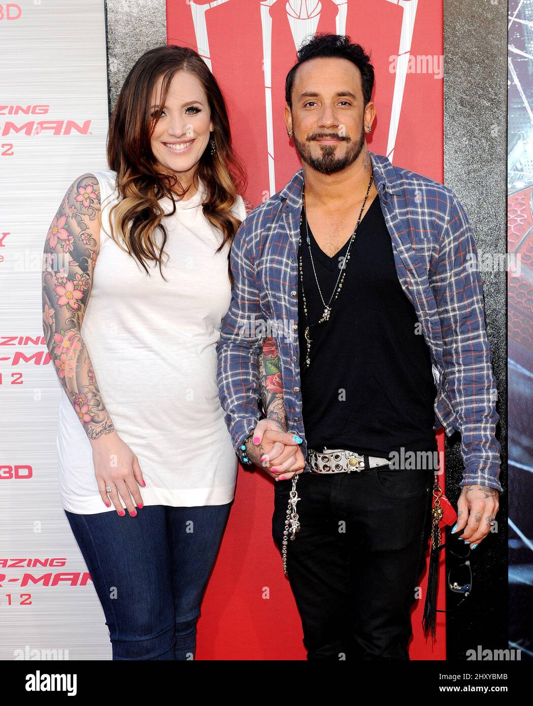 28 giugno 2012 Hollywood, CA. AJ McLean 'The Amazing Spider-Man' Los Angeles Premiere tenuto al Grauman's Chinese Theatre Foto Stock