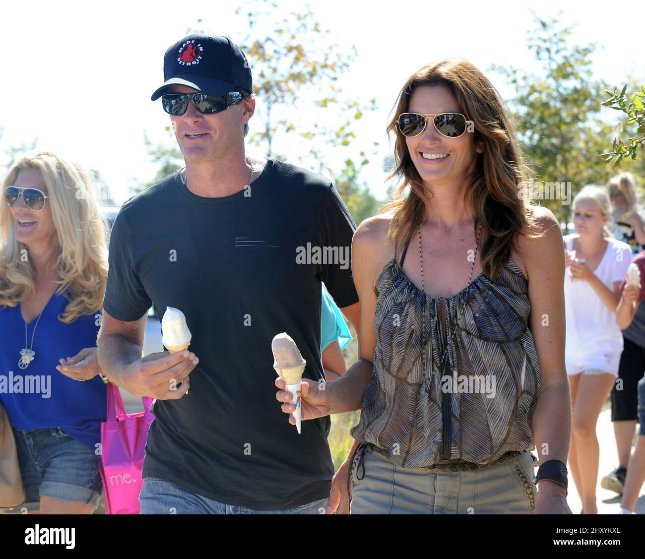 Cindy Crawford e Rande Gerber partecipano all'annuale Malibu Kiwanis Chili Cook-off 31st, Carnevale e Fiera in California. Foto Stock