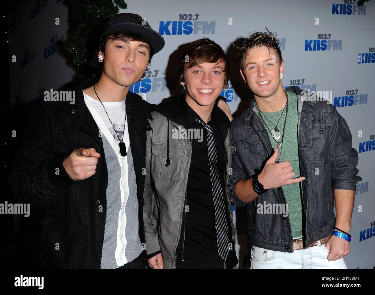 Emblem3 arrivo alla prima notte di KIIS FM's Jingle Ball, a Los Angeles, California. Foto Stock