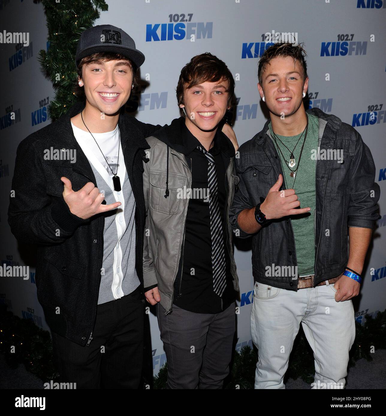 Emblem3 arrivo alla prima notte di KIIS FM's Jingle Ball, a Los Angeles, California. Foto Stock