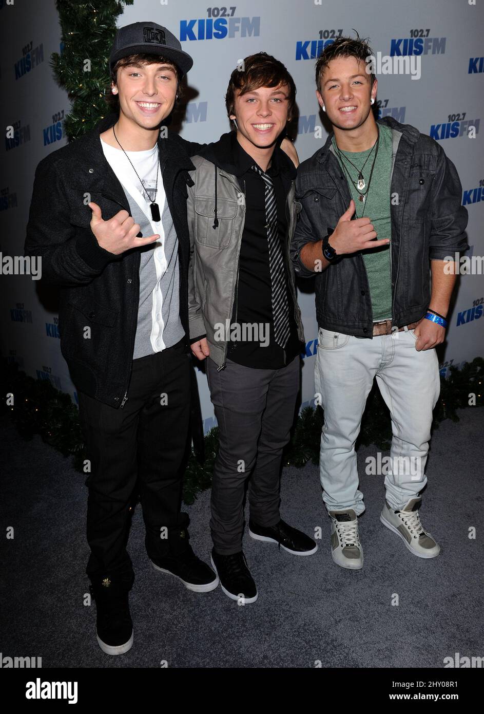 Emblem3 arrivo alla prima notte di KIIS FM's Jingle Ball, a Los Angeles, California. Foto Stock