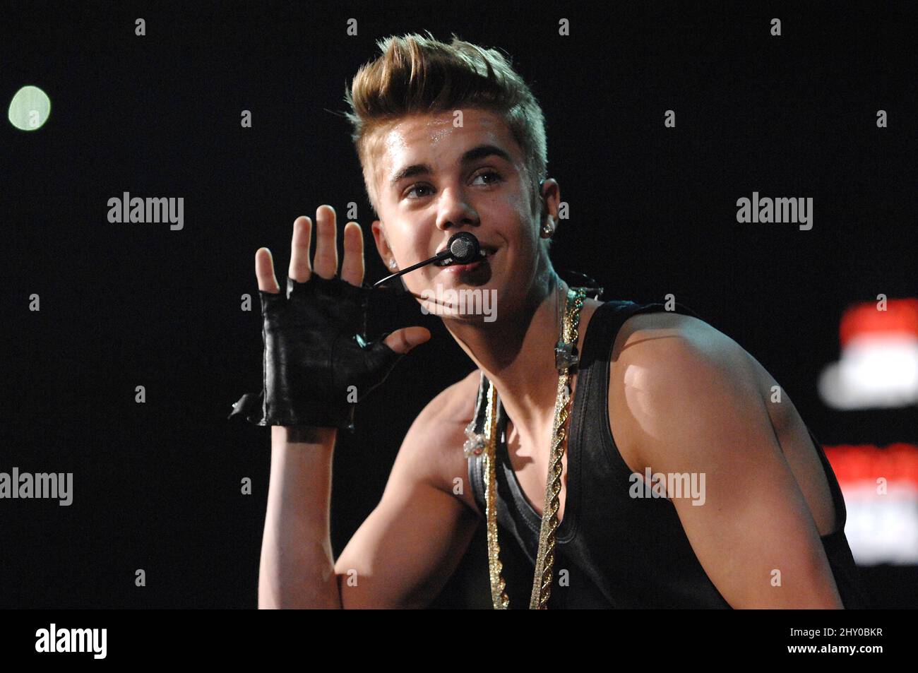 Justin Bieber si esibisce alla Hot 99,5 Jingle Ball di Washington DC. Foto Stock