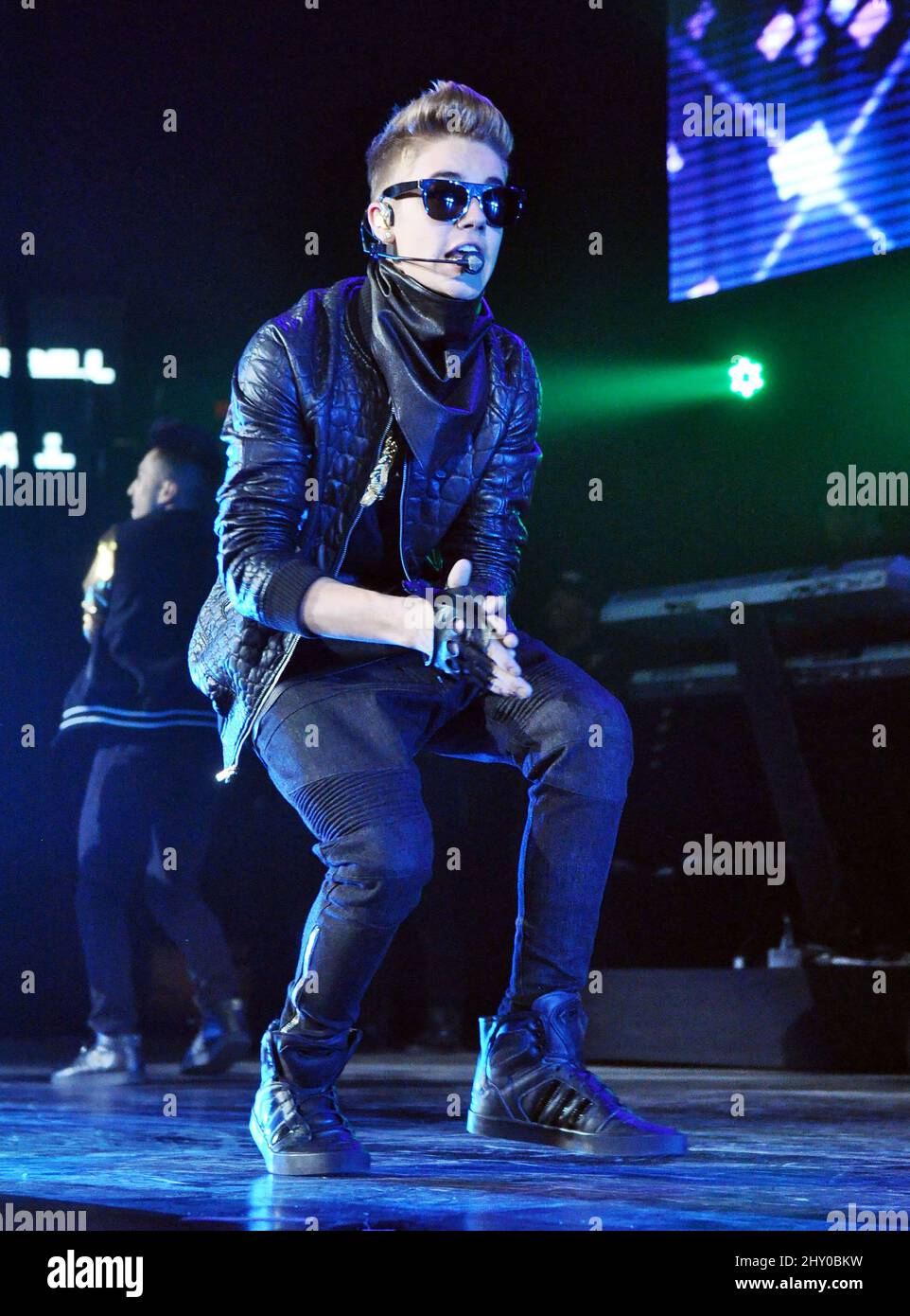 Justin Bieber si esibisce alla Hot 99,5 Jingle Ball di Washington DC. Foto Stock