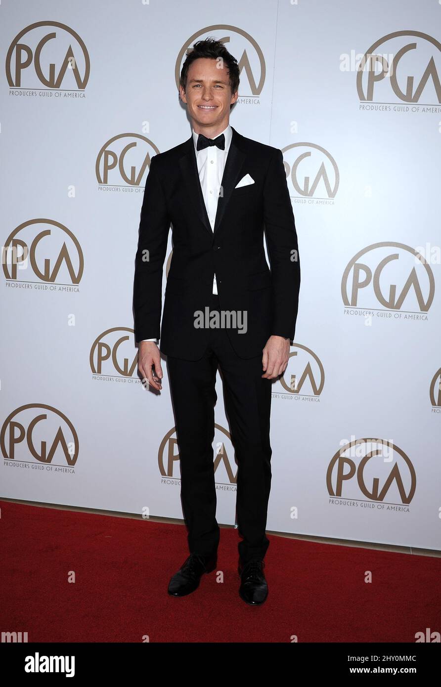 Eddie Redmayne in arrivo per i 24th annuali Produttori Guild Awards tenuti al Beverly Hilton Hotel. Foto Stock