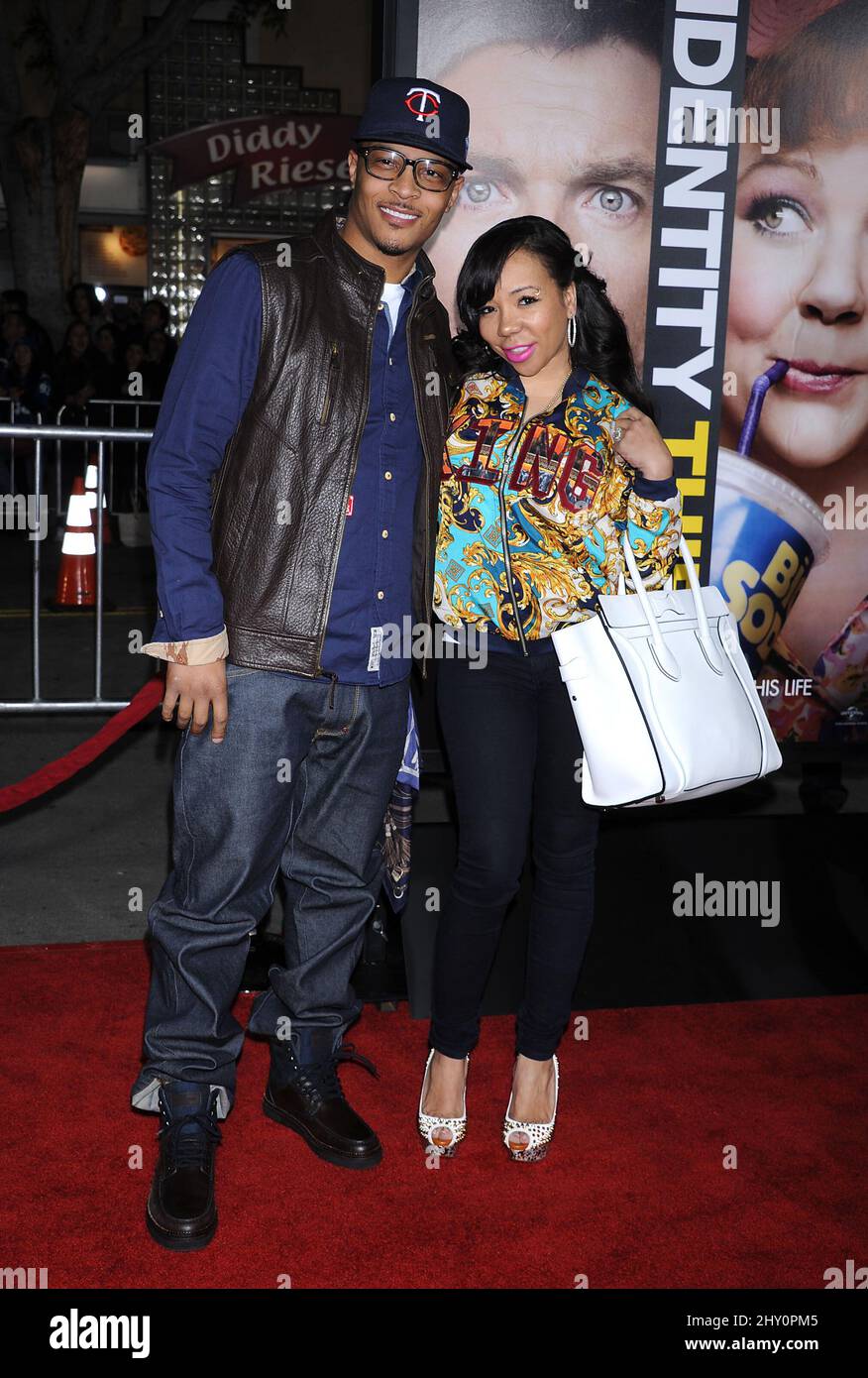 Clifford 'T.I.' Harris e Tameka 'Tiny' Cottle frequentano la prima di 'Identity Thief' a Westwood, California. Foto Stock