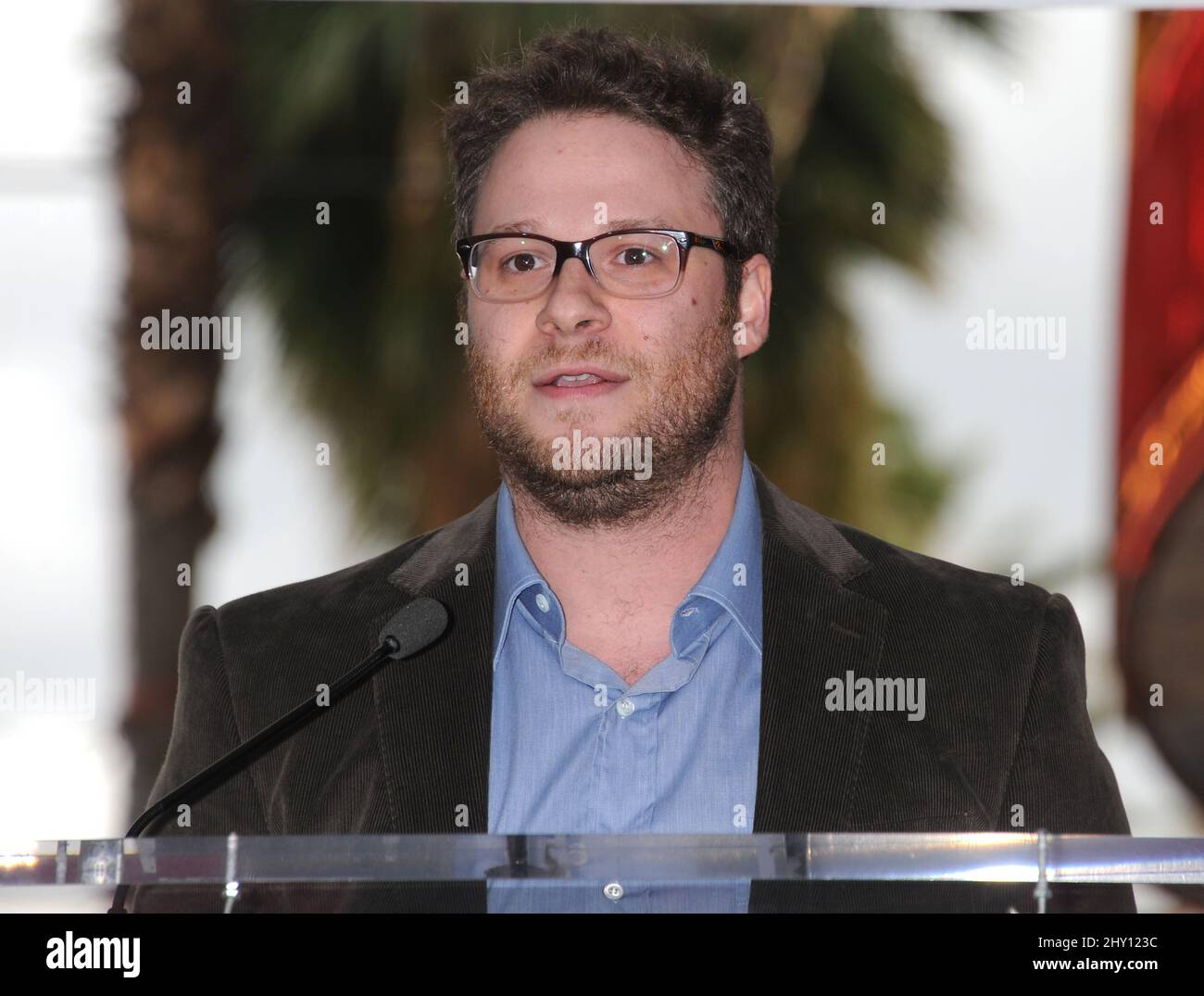 Seth Rogan partecipa alla star di James Franco alla cerimonia Hollywood Walk of Fame, a Los Angeles, California. Foto Stock