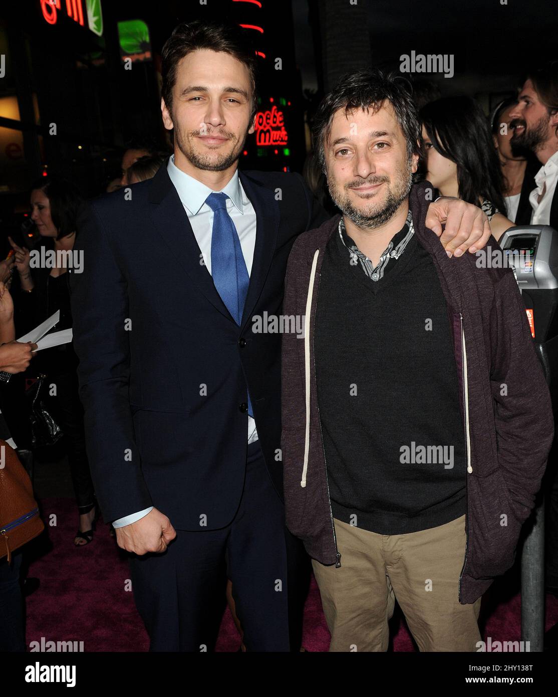 James Franco e Harmony Korine presero la prima dei Spring Breakers che si tenne all'ARCLIGHT Theatre di Los Angeles Foto Stock