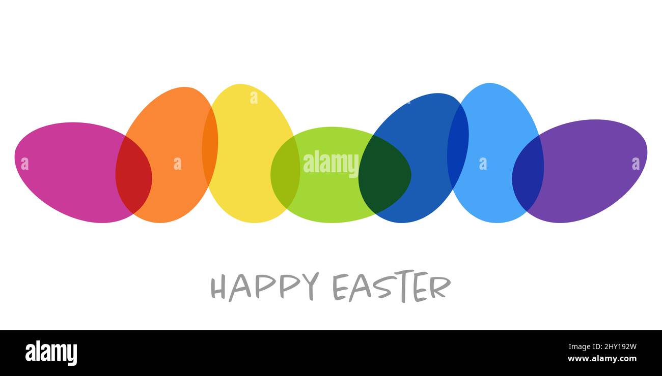 eps illustrazione vettoriale di uova di pasqua dipinte semplici e semplici con colori diversi e saluti del tempo di pasqua Foto Stock