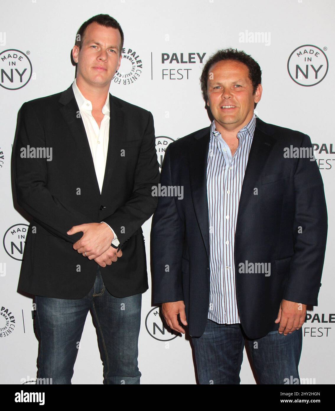 Jonathan Nolan e Kevin Chapman frequentano una fotocall per "persona di interesse" al Paley Center di New York. Foto Stock