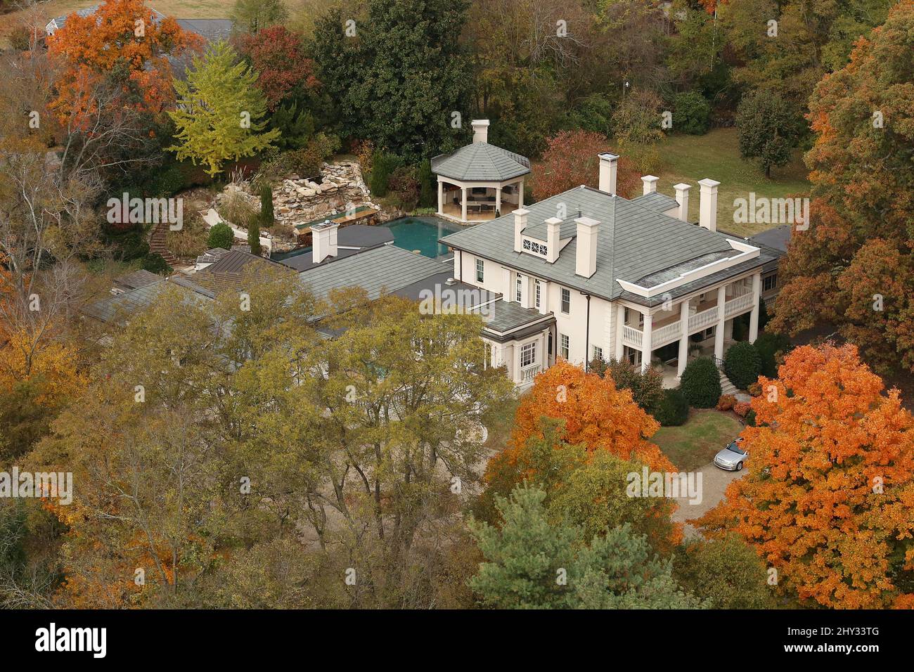 Vista dall'alto della casa di Nashville di Martina McBride in Tennessee. Foto Stock