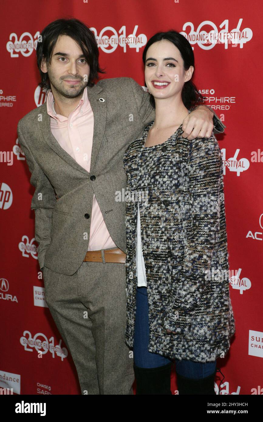 Alex Ross Perry, Krysten Ritter frequenta la prima di ascoltare Philip al Sundance Film Festival 2014, Library Center Theatre Foto Stock