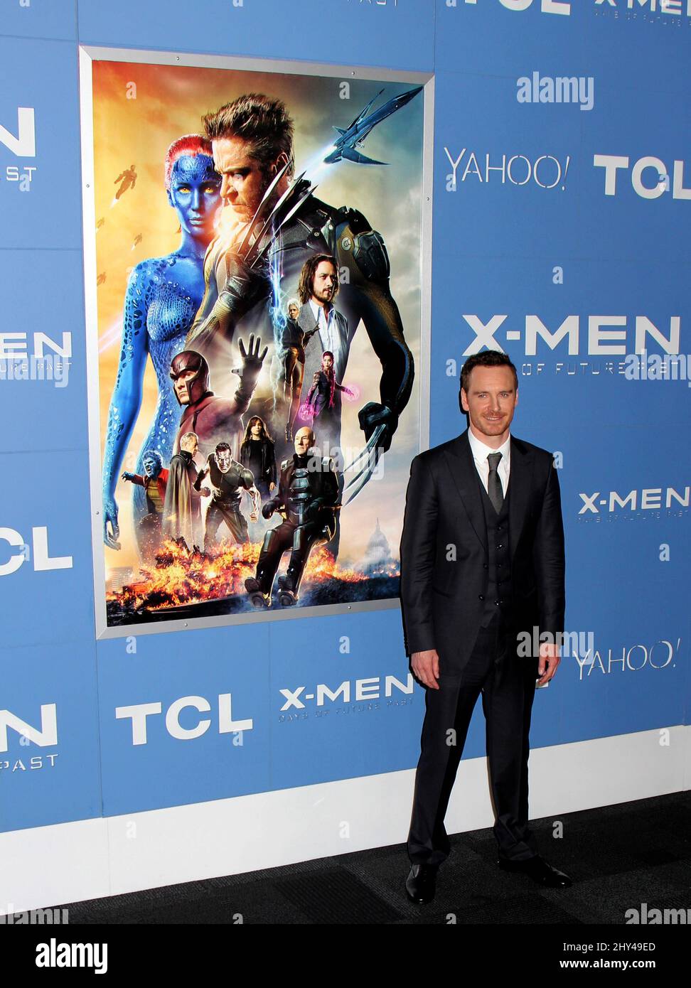 Michael Fassbender partecipa alla prima mondiale 'X-Men: Days of Future Past', Jacob Javits Center, 10 maggio 2014. Foto Stock