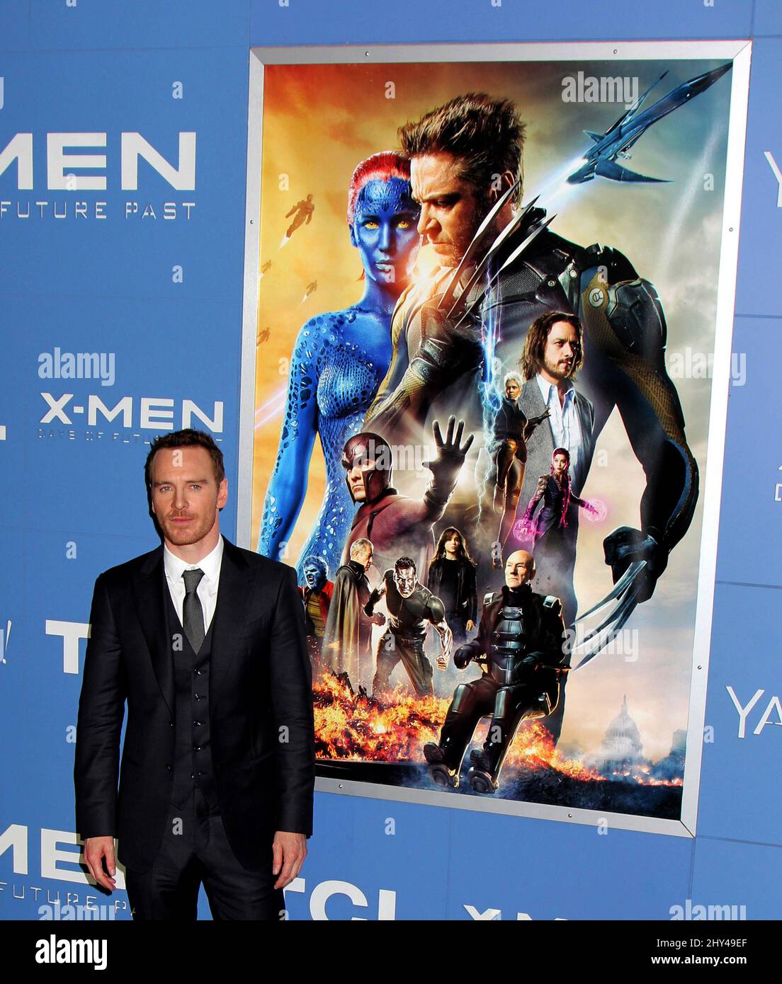 Michael Fassbender partecipa alla prima mondiale 'X-Men: Days of Future Past', Jacob Javits Center, 10 maggio 2014. Foto Stock