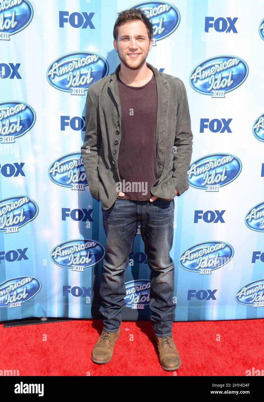 Phillip Phillips partecipa alla American Idol XIII Grand finale tenutasi al Nokia Theatre L.A. Live, Los Angeles, California, 21 maggio 2014. Foto Stock