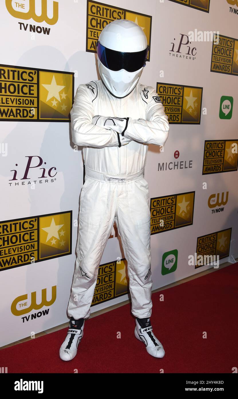 Lo Stig partecipa ai Critics' Choice Television Awards 2014 che si tengono presso il Beverly Hilton Hotel a Los Angeles, USA. Foto Stock