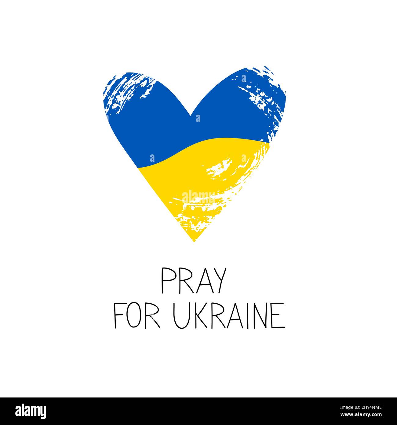 Prega per l'Ucraina, cuore nei colori di illustrazione Ucraina del vettore della bandiera. Pregate per la Pace per l'Ucraina banner di concetto su sfondo bianco Illustrazione Vettoriale