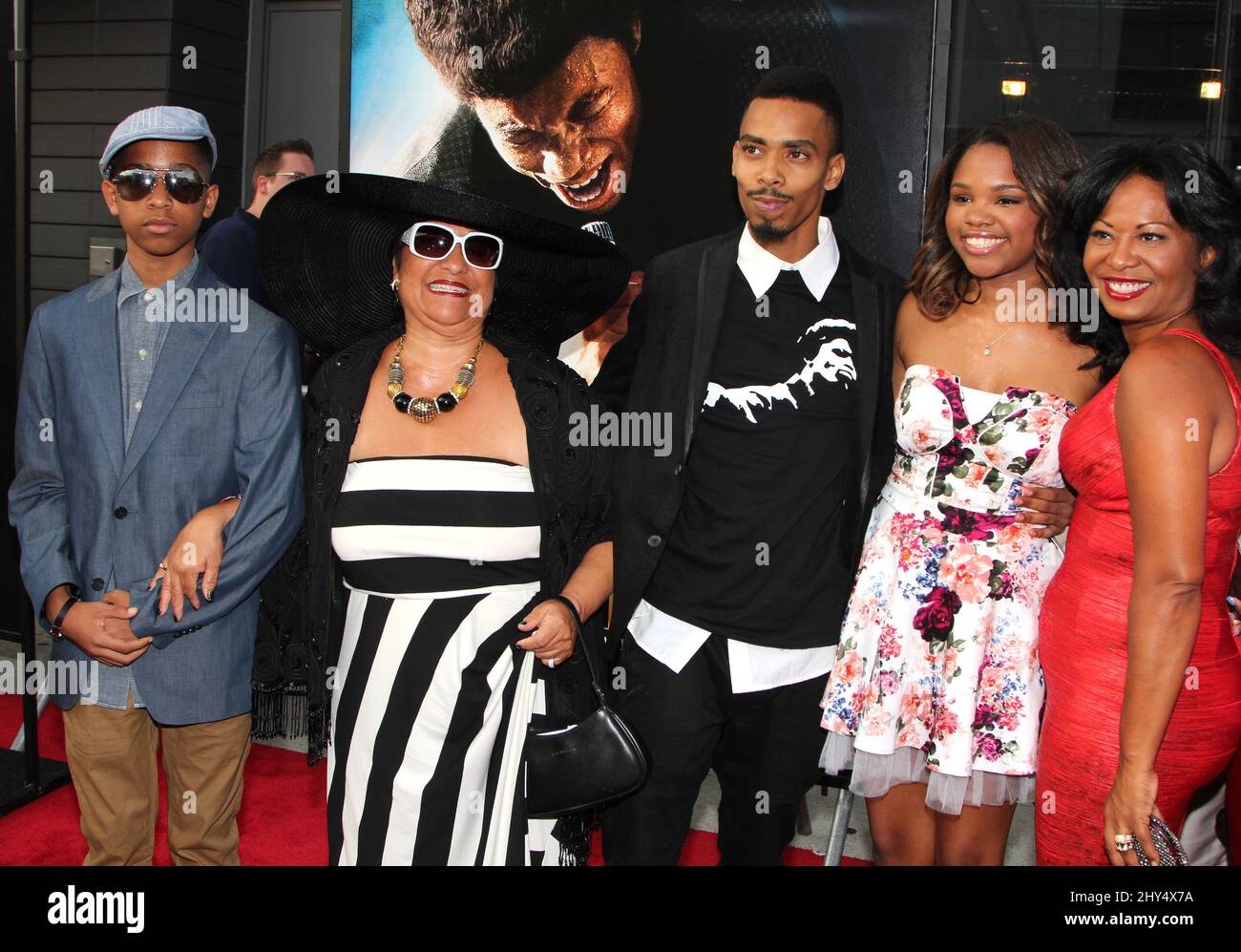 La famiglia DeeDee Brown ha partecipato al 'Get on Up' New York Premiere tenuto al Teatro Apollo il 21 luglio 2014. Foto Stock