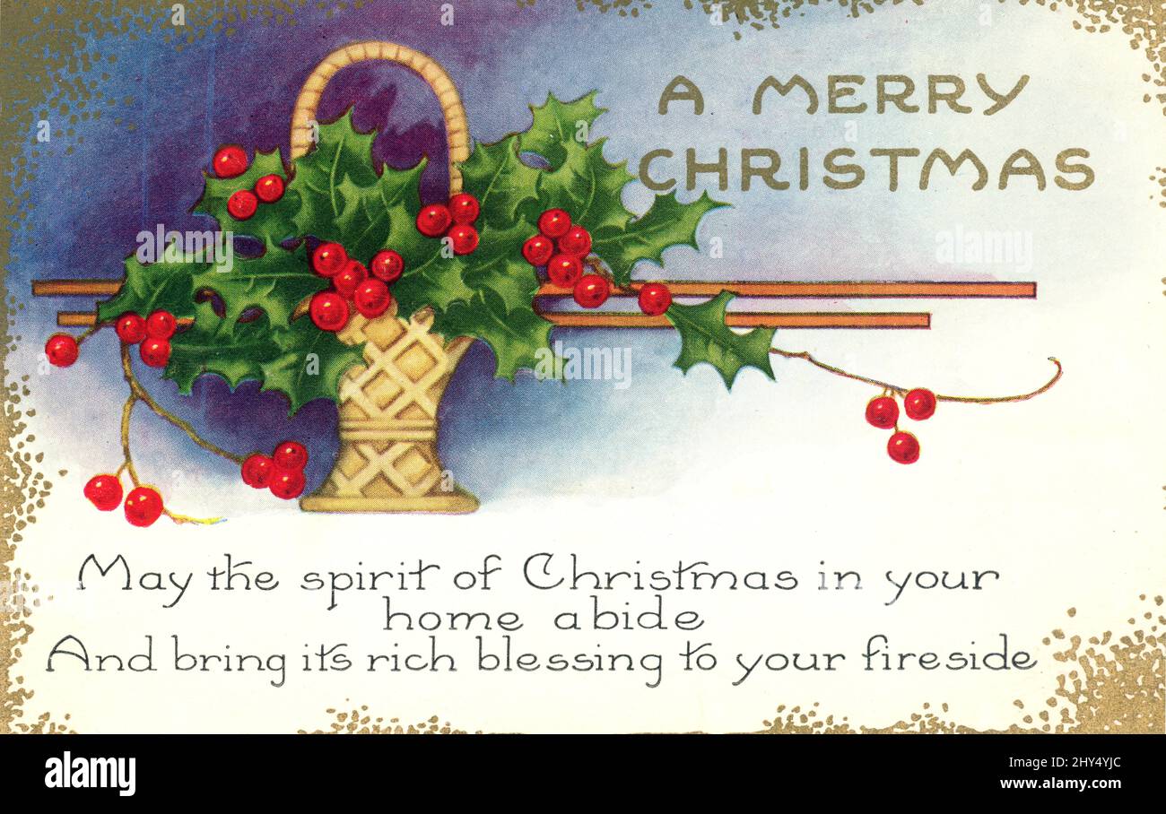 Vintage Christmas card, c.1910 Foto Stock