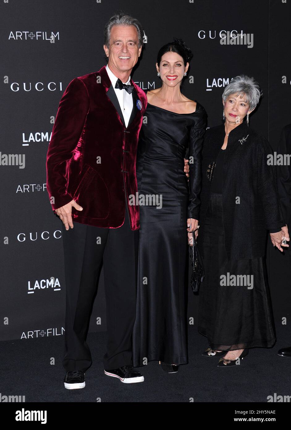 Bobby Shriver, Malissa Feruzzi Shriver, Berta Isabel Aguilera partecipa al LACMA Art + Film Gala 2014 al LACMA di Los Angeles Foto Stock