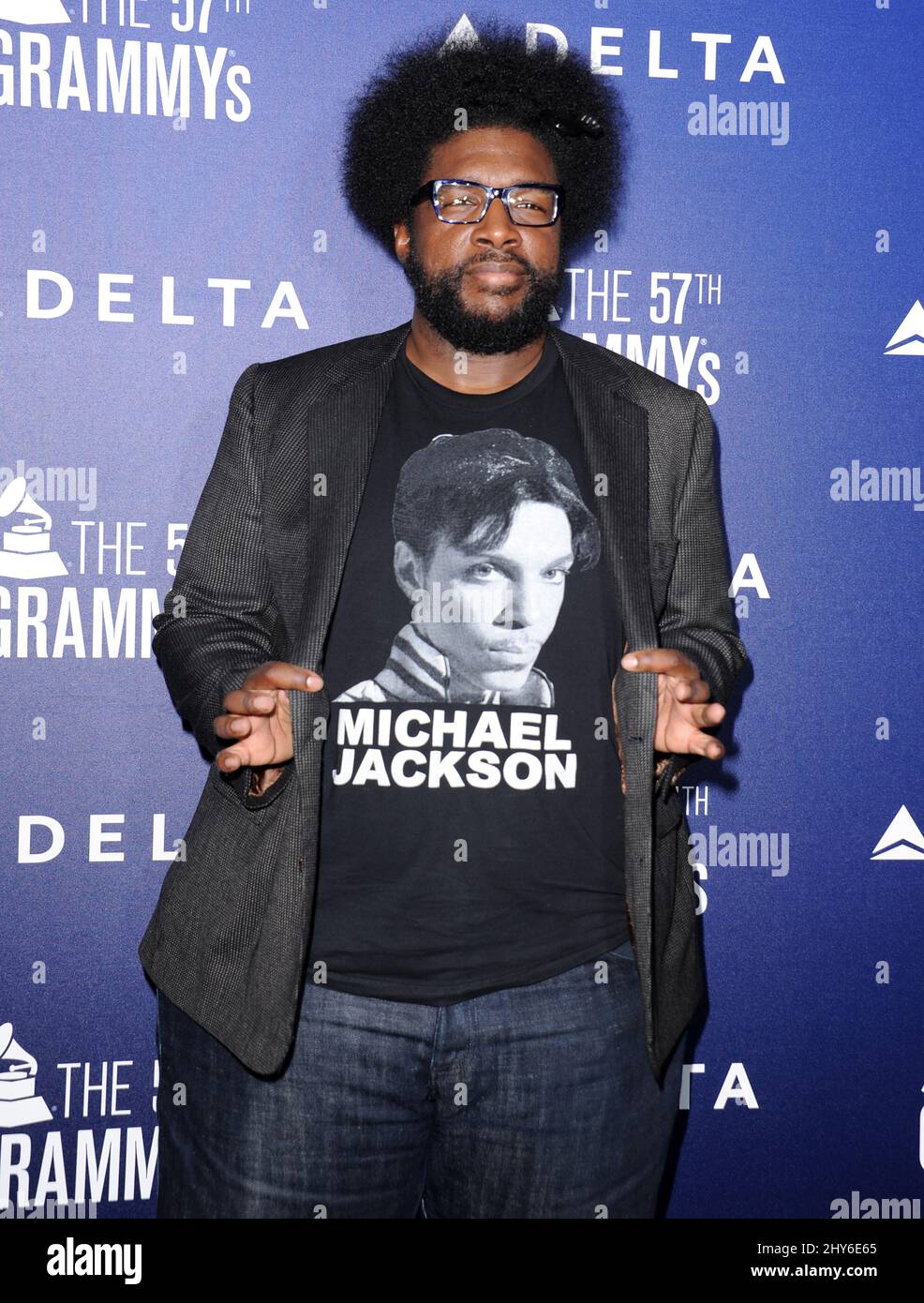 Questlove in arrivo a un evento di Delta Air Lines, la compagnia aerea ufficiale dei GRAMMY Awards, ospita una performance privata da Charli XCX alla Soho House West Hollywood per celebrare i 57th Annual GRAMMY Awards, 5 febbraio 2015 West Hollywood , CA. Foto Stock