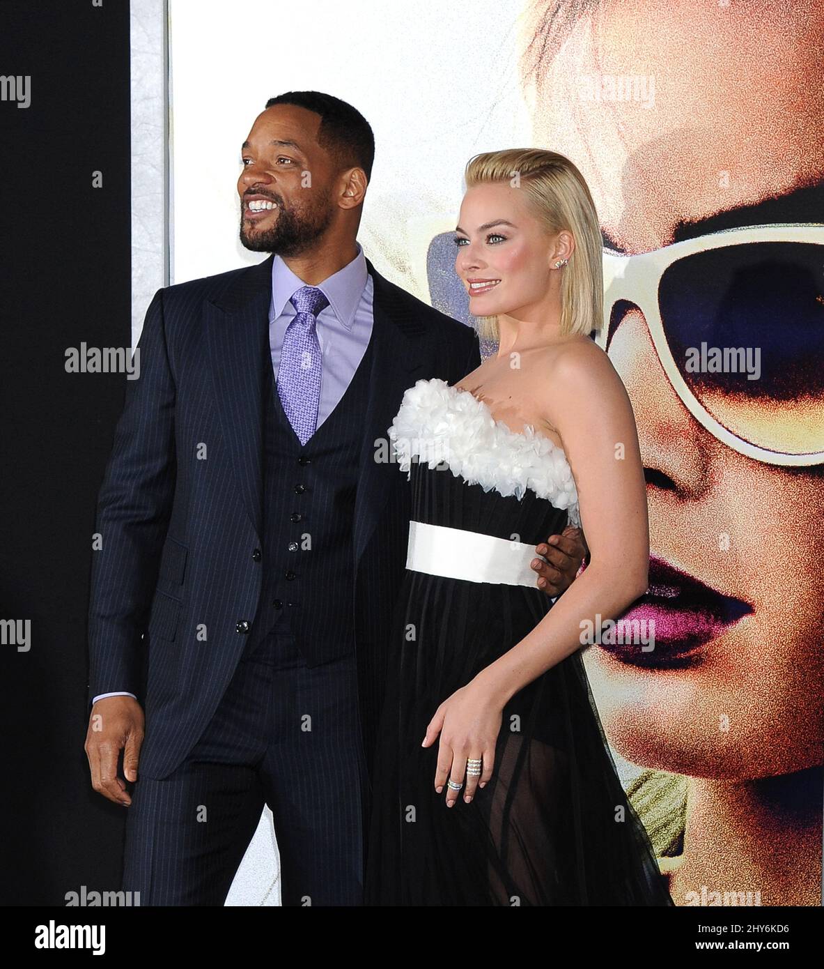 Margot Robbie e Will Smith partecipano alla prima Los Angles di 'Focus' Foto Stock