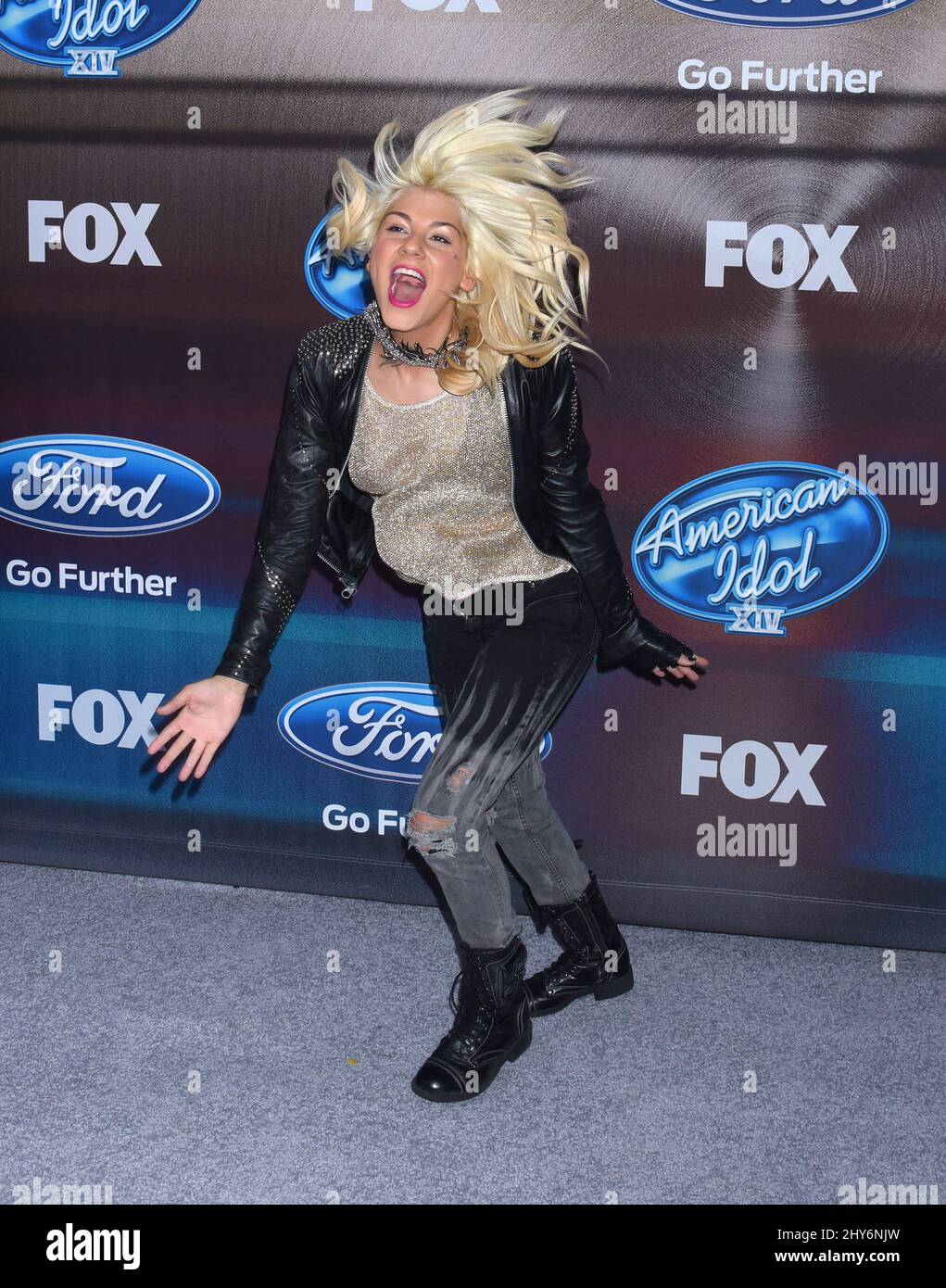 JAX partecipa al Partito Finalista Americano Idol XIV tenutosi nel Distretto Foto Stock