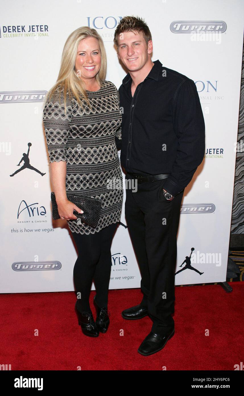 Brittany Lincicome, Dewald Gouws frequentando la Derek Jeter Celebrity Invitational a beneficio della Fondazione Turn 2, aria Resort & Casino a Las Vegas, USA. Foto Stock