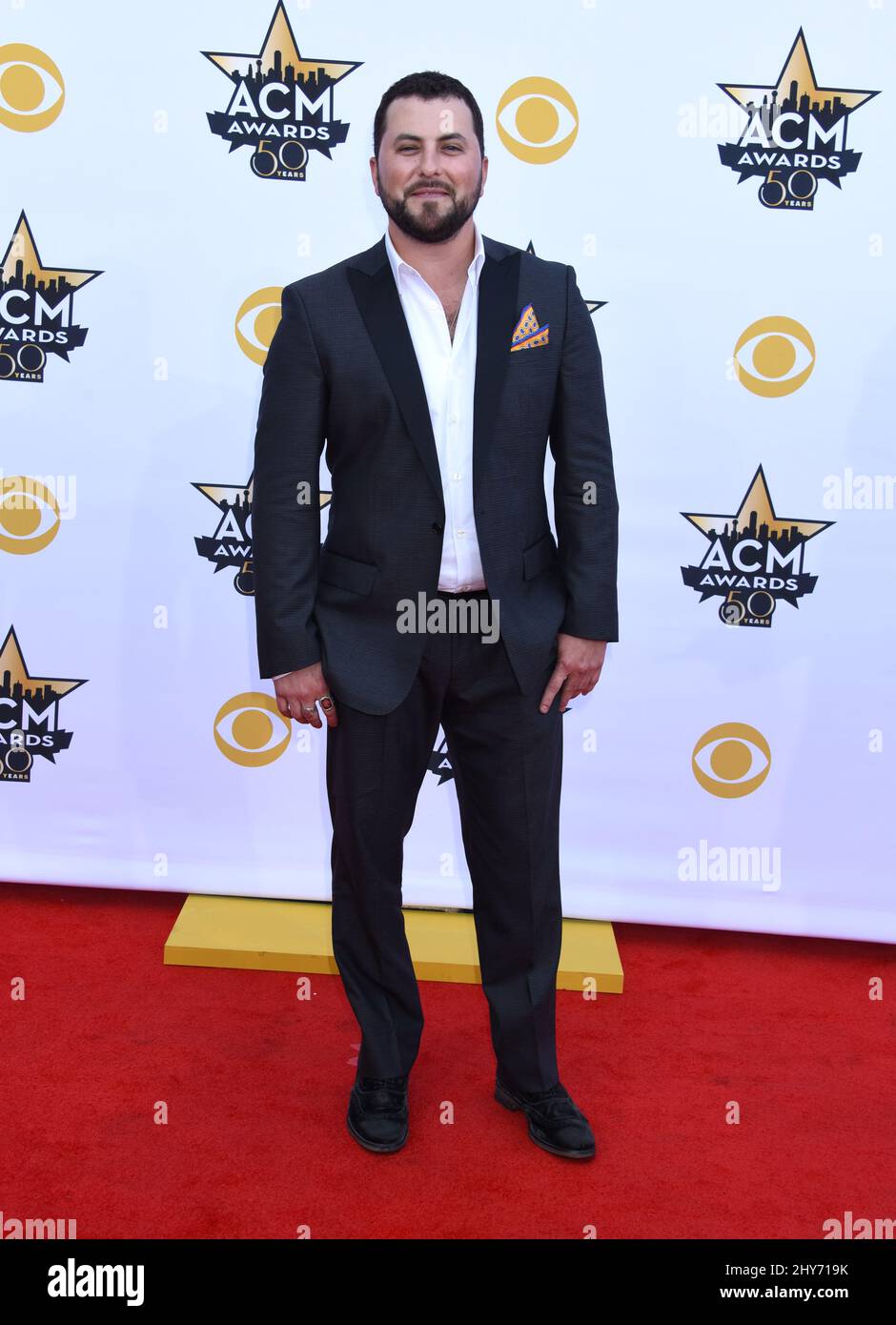 Tyler Farr ha partecipato ai 50th Academy of Country Music Awards tenuti all'AT&T Stadium in Texas, USA. Foto Stock