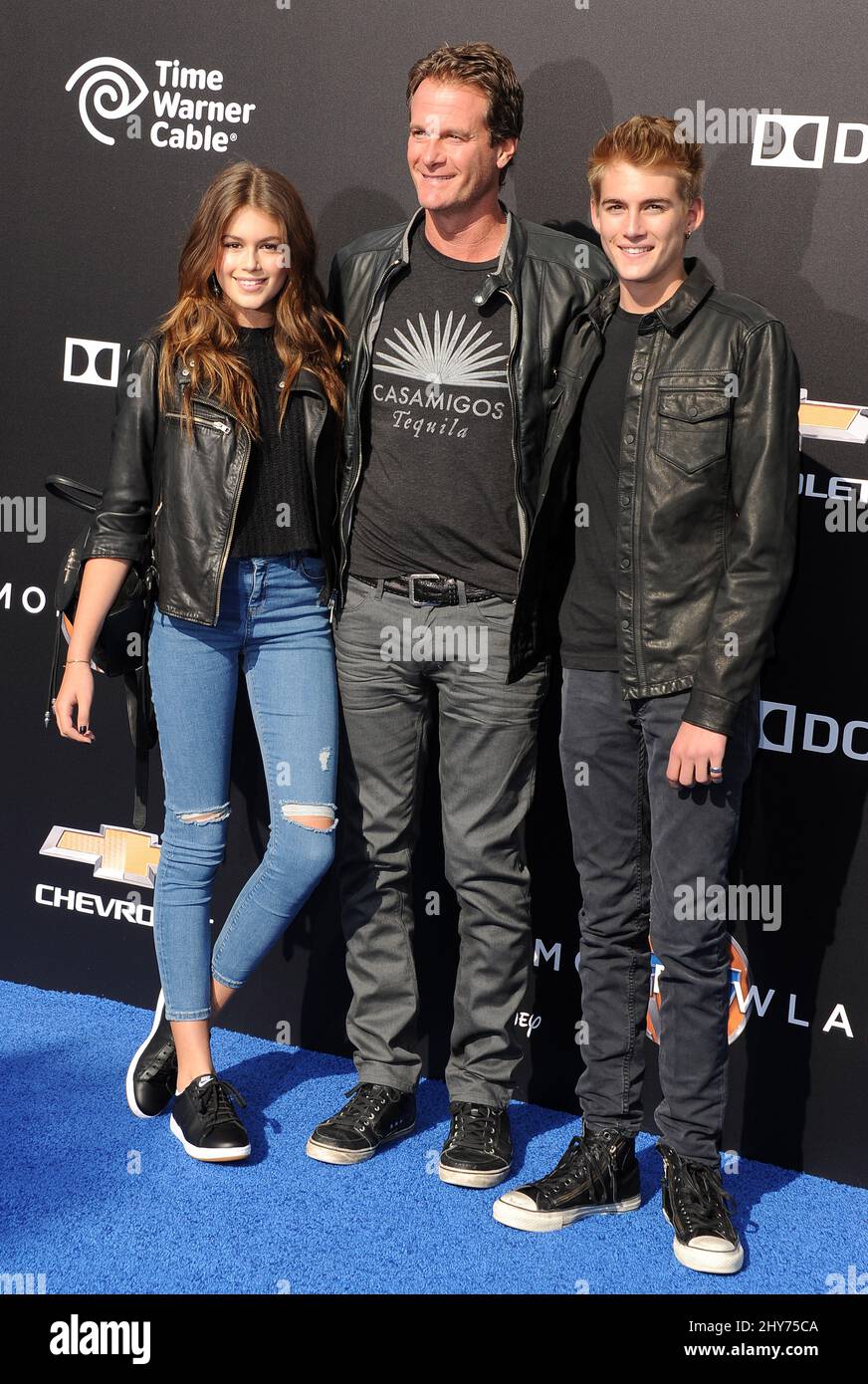 Rande Gerber, Kaia Jordan Gerber, Presley Walker Gerber che ha partecipato al 'Tomorrowland' World Premiere tenuto a Disneyland in Anaheim, California. Foto Stock