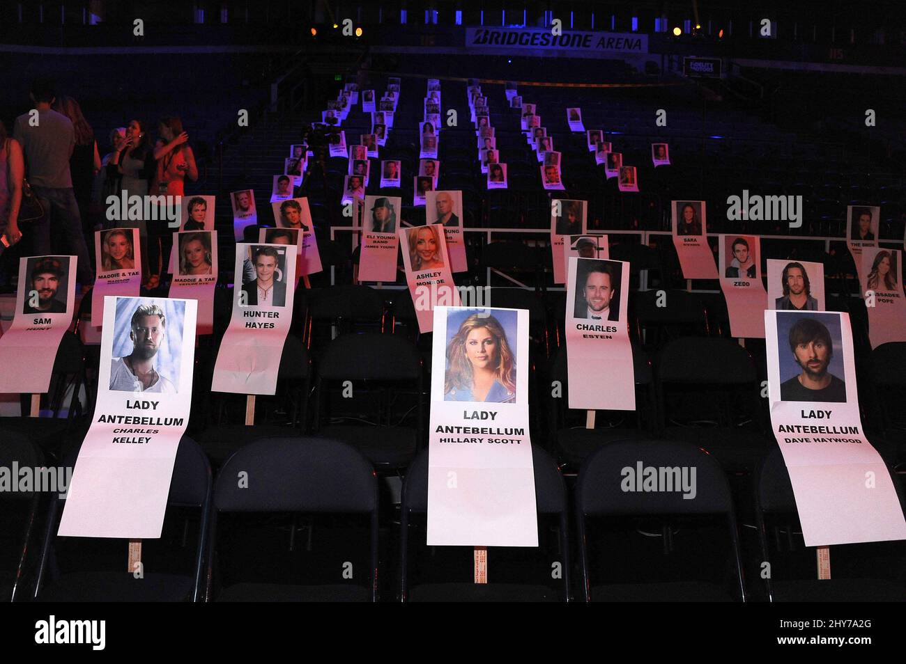 Seat Cards al CMT Music Awards 2015 Press Preview Day tenuto presso la Bridgestone Arena di Nashville, Tennessee. Foto Stock