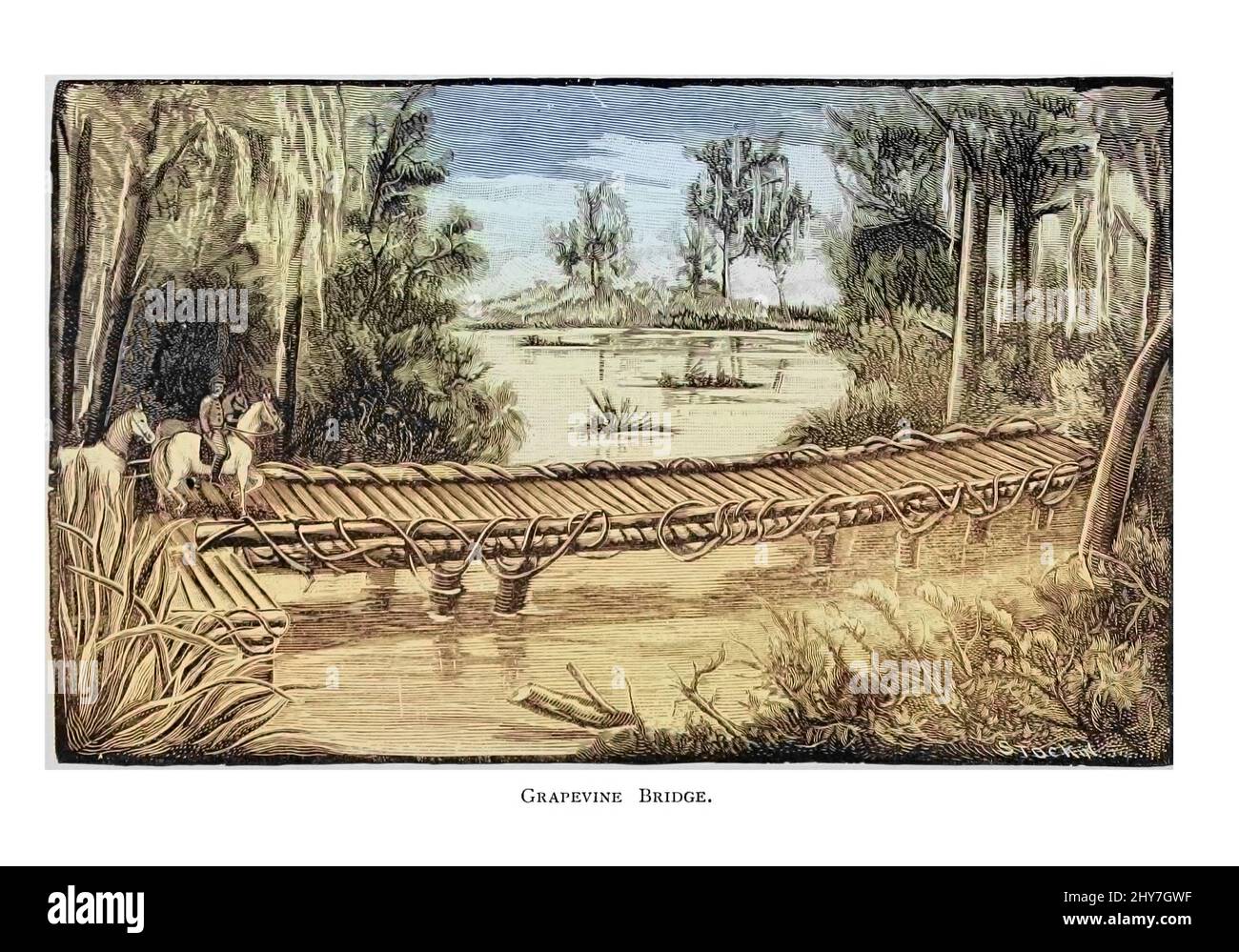 Machine Colored Grapevine Bridge dal libro ' A history of the Fifth Regiment, New Hampshire Volontaries, in the American Civil War, 1861-1865 ' di William Child, pubblicato nel 1893 Foto Stock