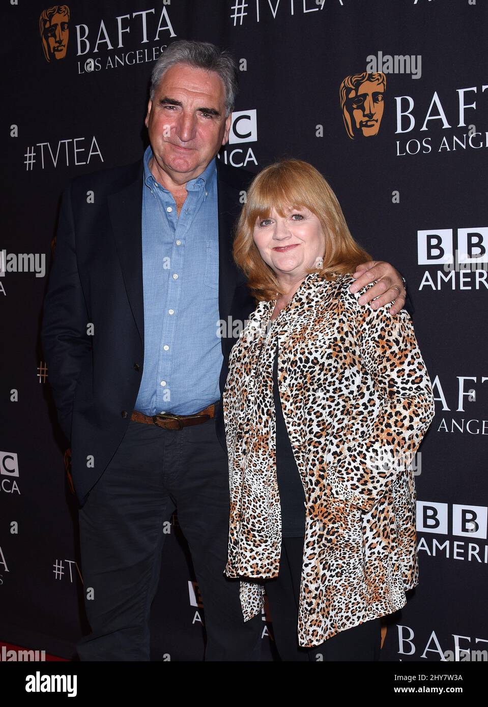 Jim carter e Lesley Nicol arrivano al BAFTA Los Angeles TV Tea Party 2015 Foto Stock