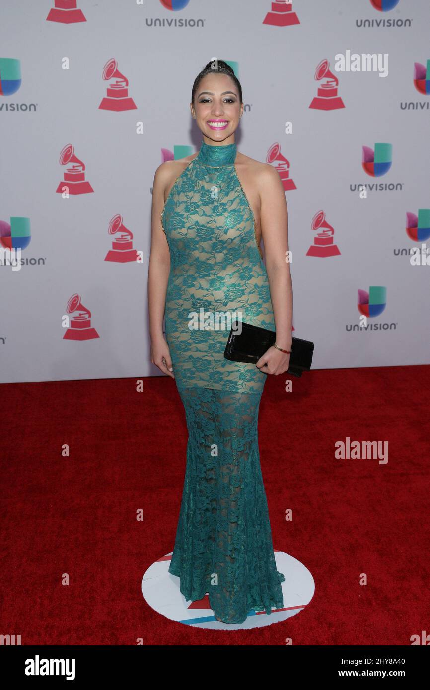 Leslie Cartaya partecipa ai Latin Grammy Awards 2015 il 19 novembre 2015 alla MGM Grand Arena di Las Vegas, Nevada. Foto Stock