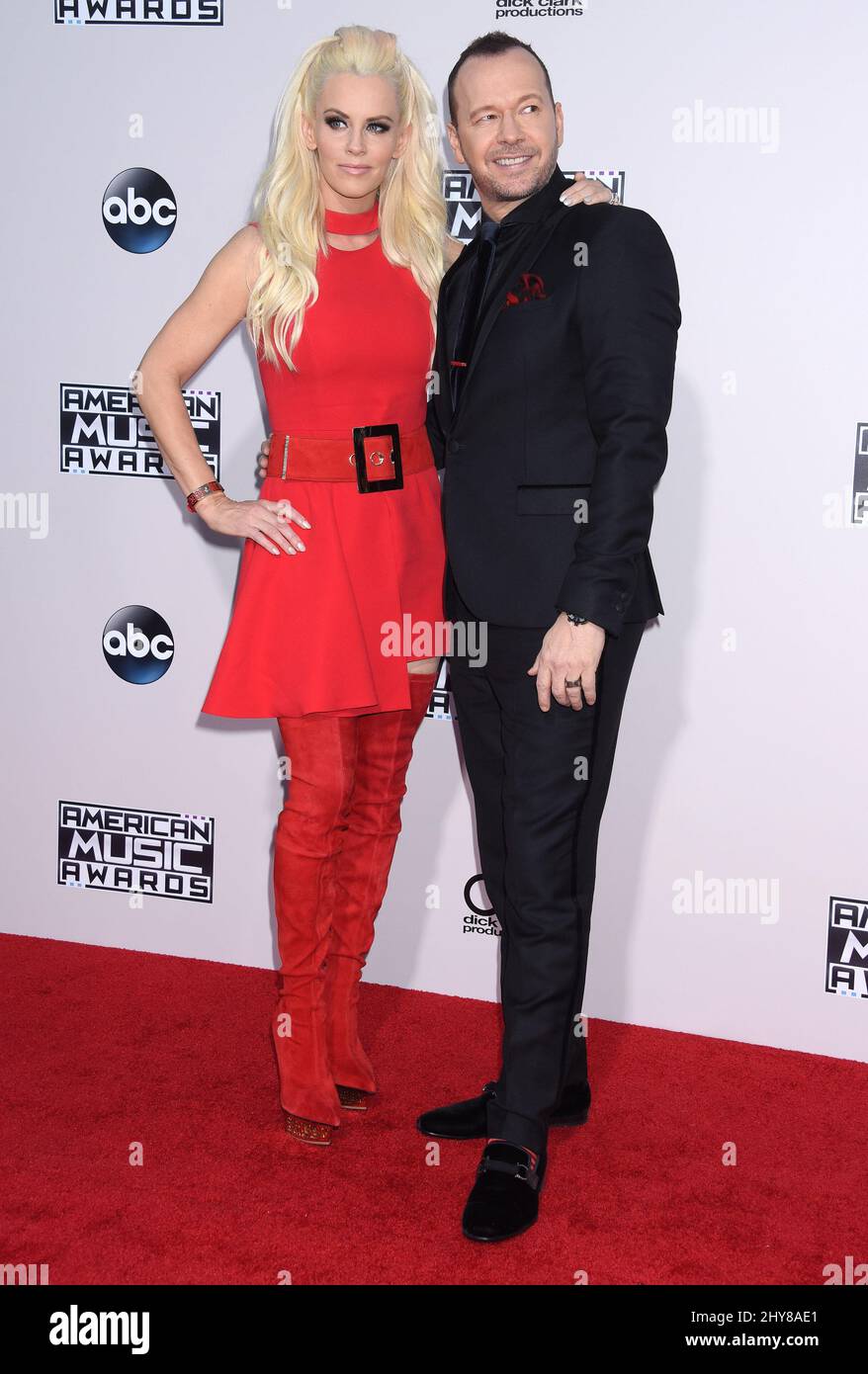 Jenny McCarthy, Donnie Wahlberg 2015 American Music Awards tenuto al Microsoft Theatre Foto Stock