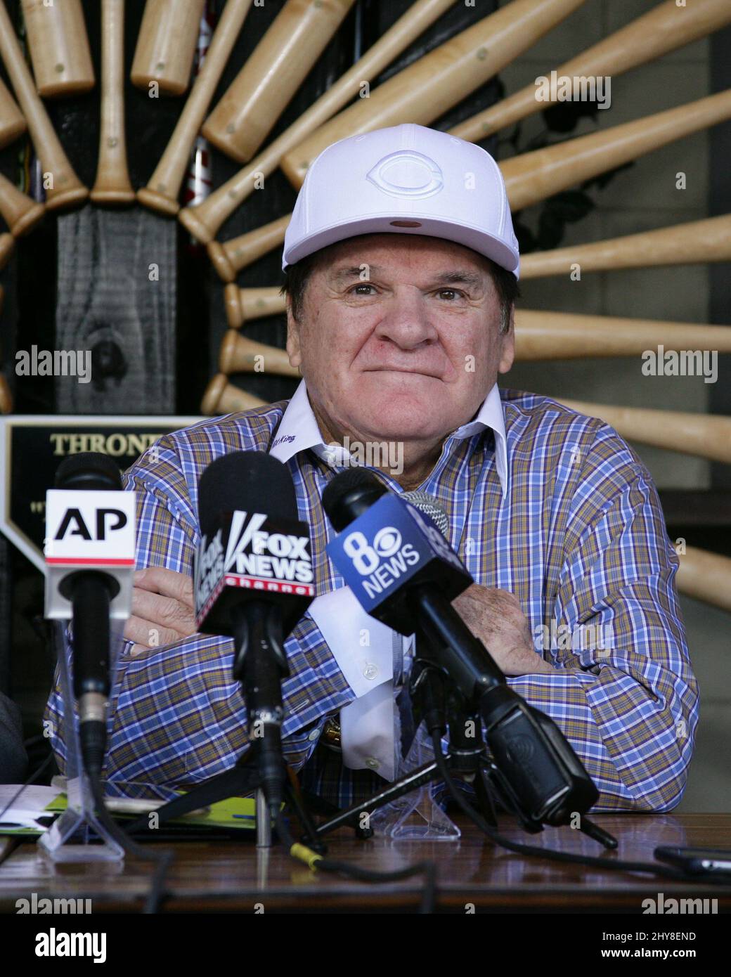 Indirizzo di Pete Rose sulla decisione di reinstatement di baseball della Major League, Pete Rose Sports Bar & Grill Foto Stock