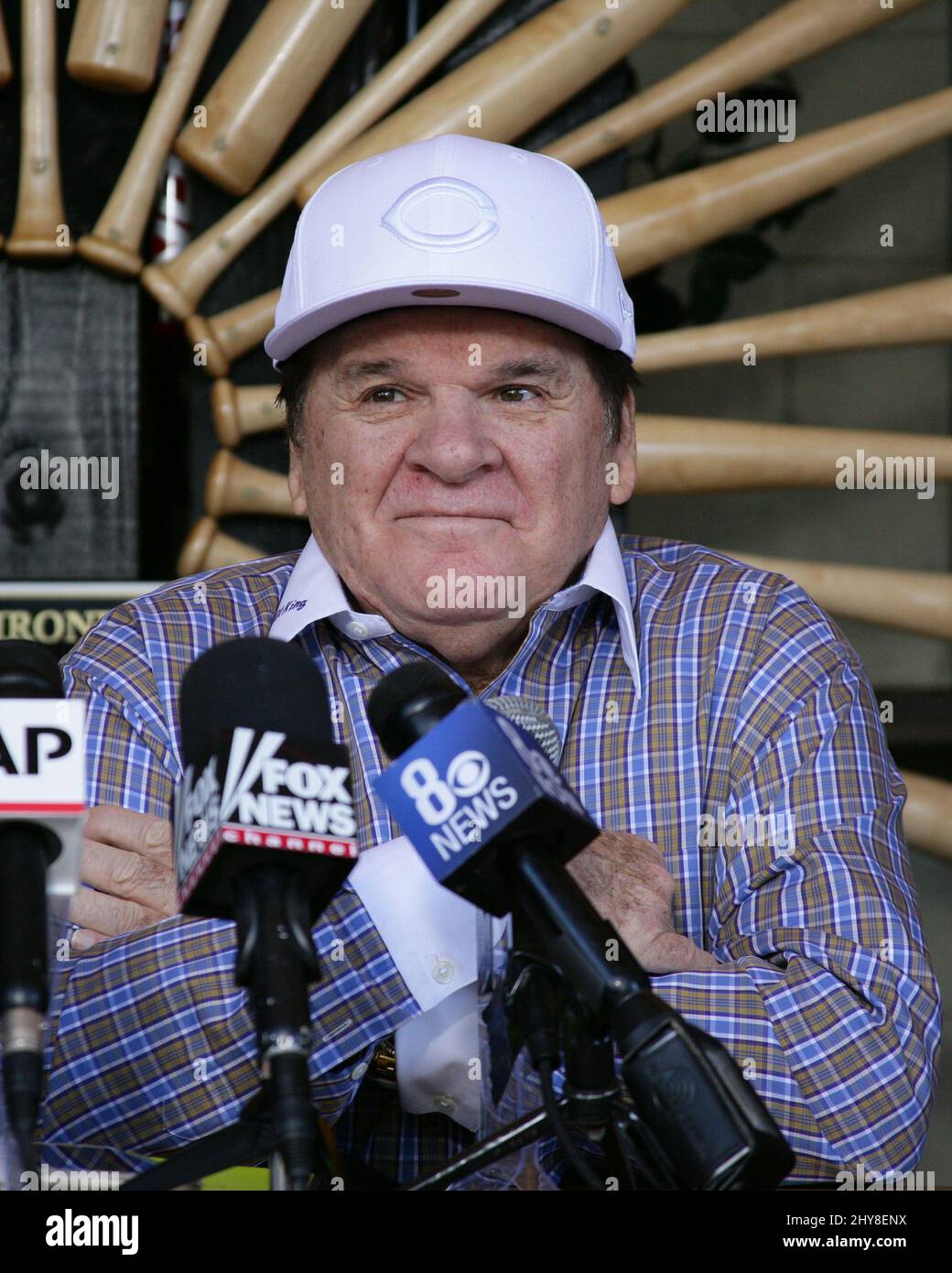 Indirizzo di Pete Rose sulla decisione di reinstatement di baseball della Major League, Pete Rose Sports Bar & Grill Foto Stock