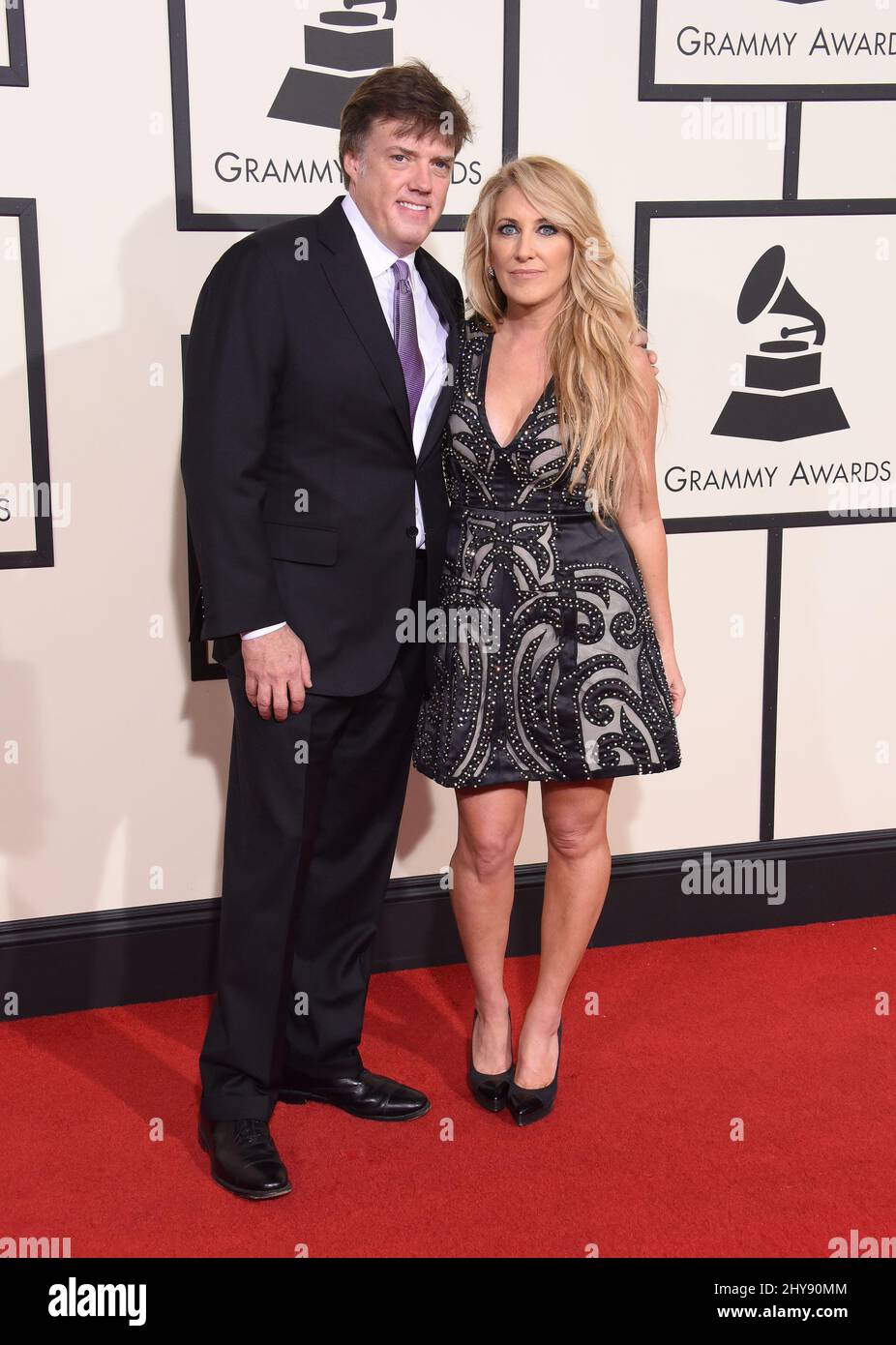 Lee Ann Womack, Frank Liddell arriva ai Grammy Awards 58th che si tengono allo Staples Center di Los Angeles Foto Stock