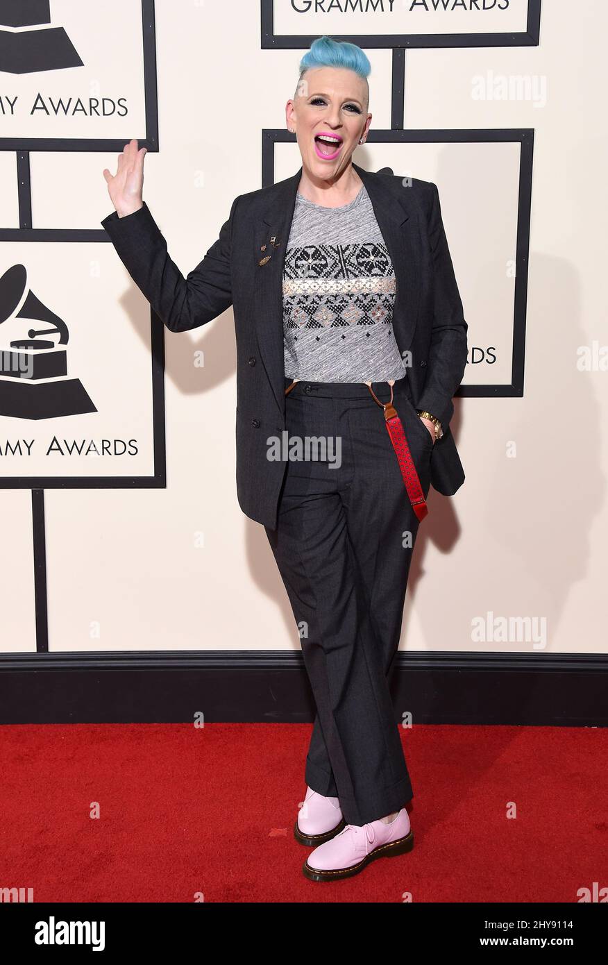 Lisa Lampanelli arriva al Grammy Awards 58th che si tiene presso lo Staples Center di Los Angeles Foto Stock