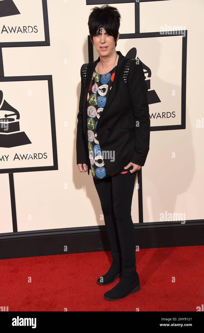 Diane Warren arriva al Grammy Awards 58th che si tiene presso lo Staples Center di Los Angeles Foto Stock