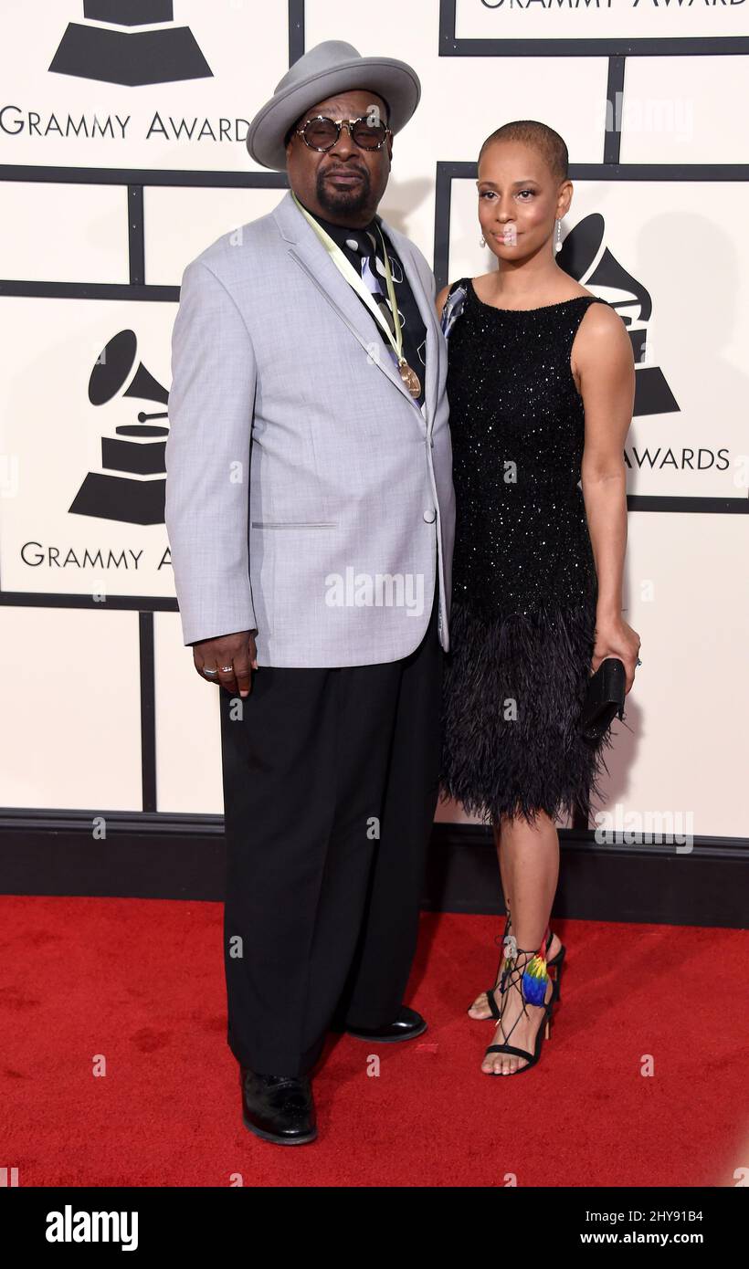 George Clinton arriva al Grammy Awards 58th che si tiene presso lo Staples Center di Los Angeles Foto Stock