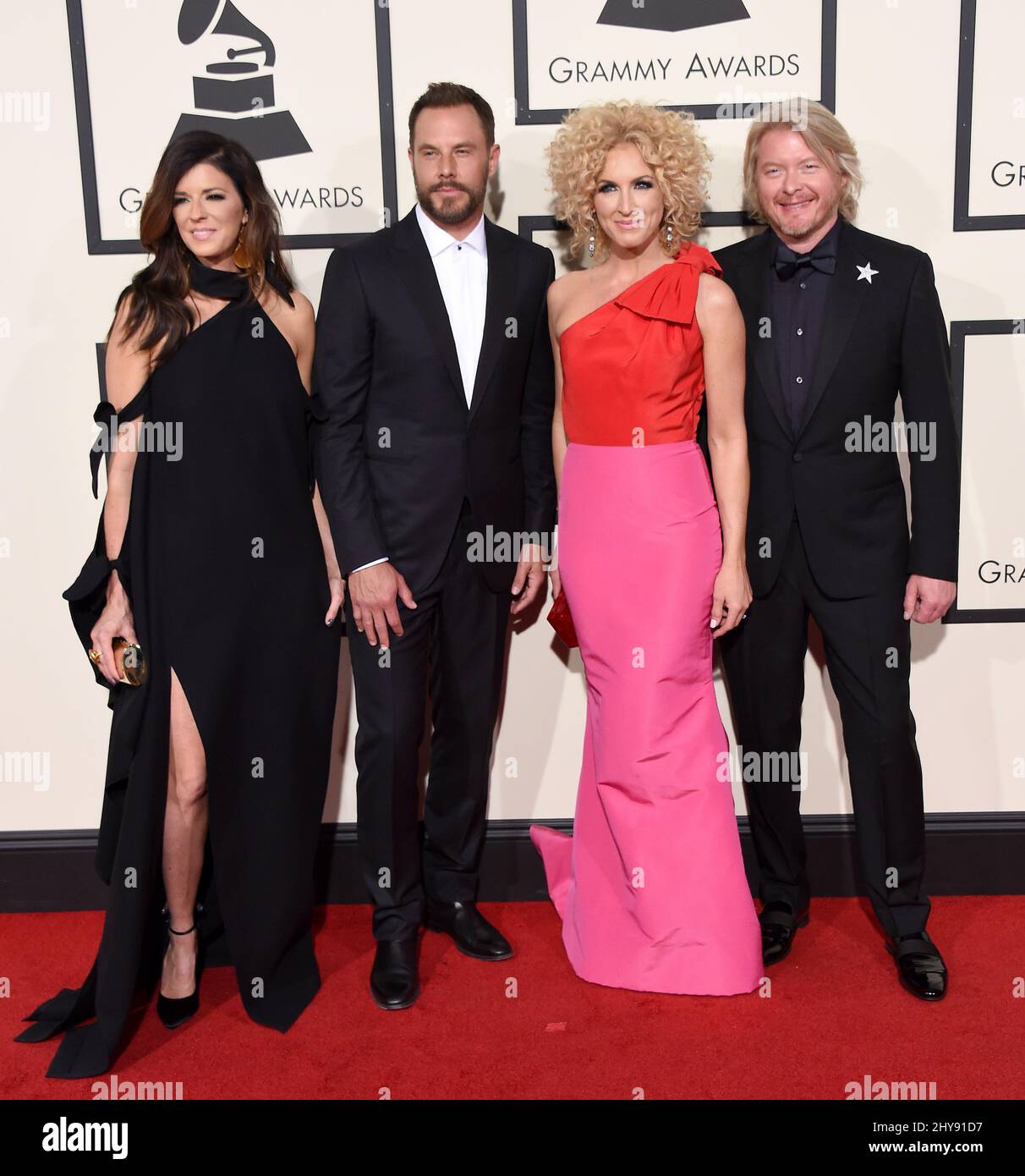 Little Big Town arriva ai Grammy Awards annuali 58th che si tengono allo Staples Center di Los Angeles Foto Stock