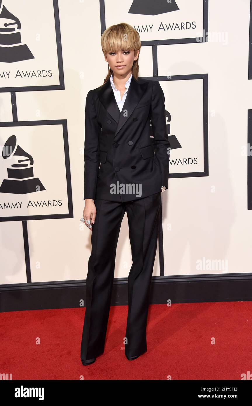 Zendaya Coleman arriva al Grammy Awards 58th che si tiene presso lo Staples Center di Los Angeles Foto Stock
