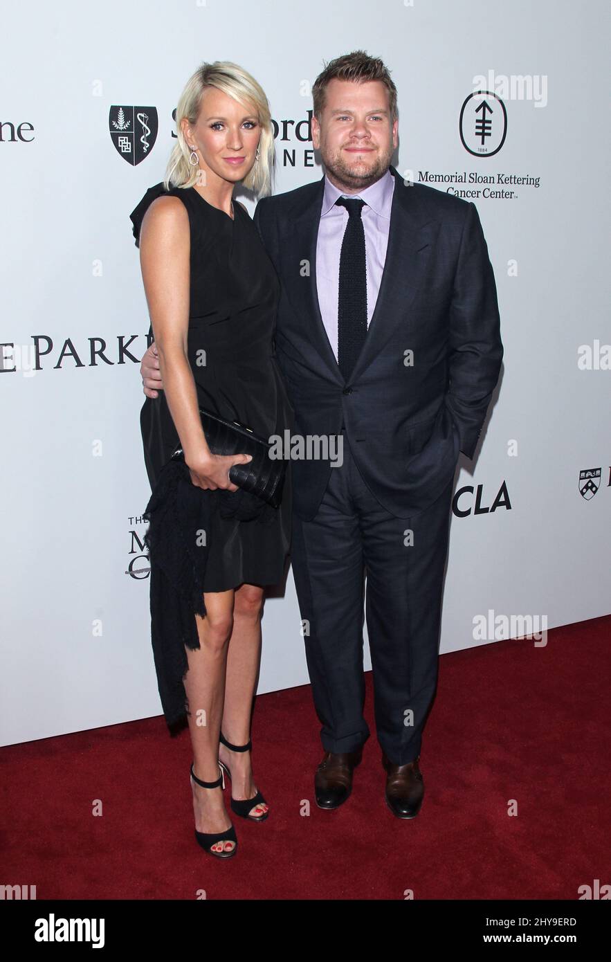 James Corden e Julia Carey arrivano a Sean Parker e il gala della Parker Foundation per celebrare una pietra miliare nella ricerca medica mercoledì 13 aprile 2016 a Los Angeles. Foto Stock