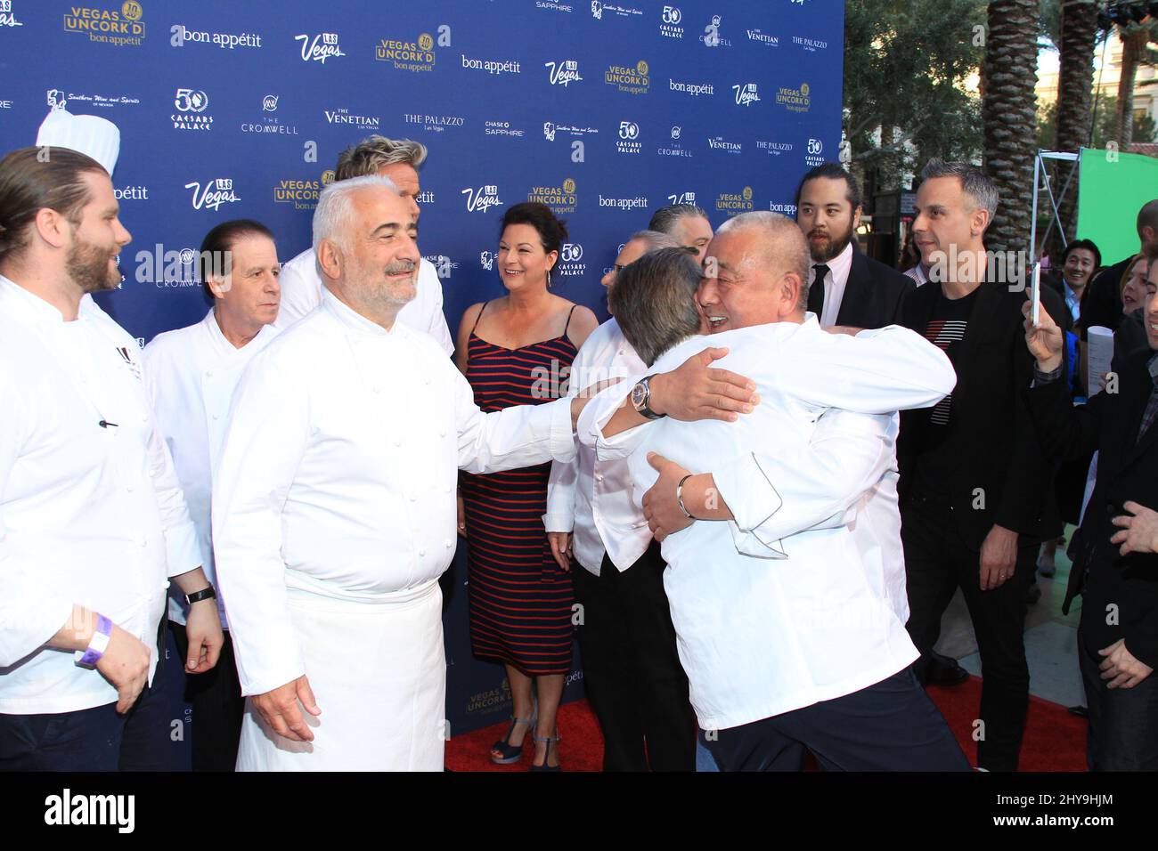 Guy Savoy, Daniel Boulud, Nobu Matsuhisa Bon Appetit's 10th Anniversary Vegas Unsughter'd Grand Tasting Event, Garden of the Gods Pool Oasis al Caesars Palace Foto Stock