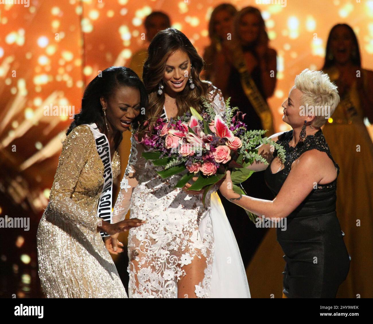 Miss District of Columbia USA, Deshauna Barber, Miss Hawaii USA, durante la MISS USA Pageant T-Mobile Arena 2016 Foto Stock