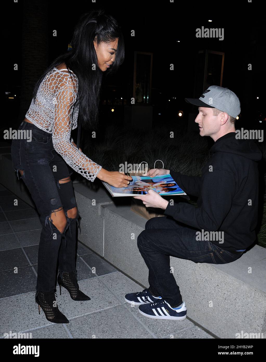 Chanel Iman è visto a NeueHouse Hollywood, Los Angeles. Foto Stock